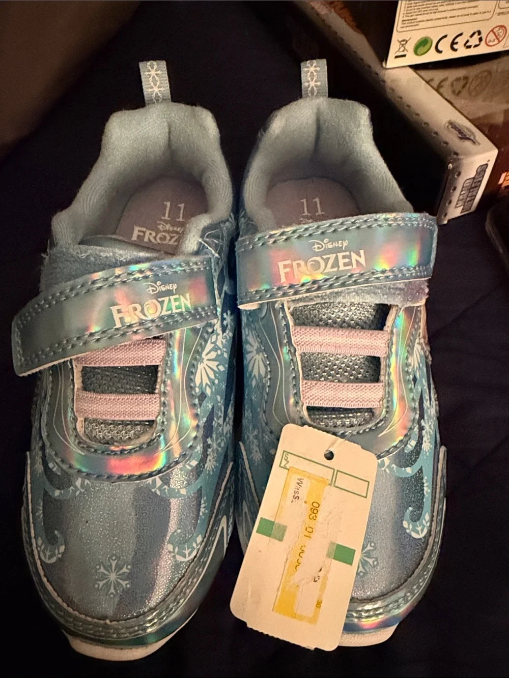 Girls' Disney frozen Light Blue Holographic Sneakers